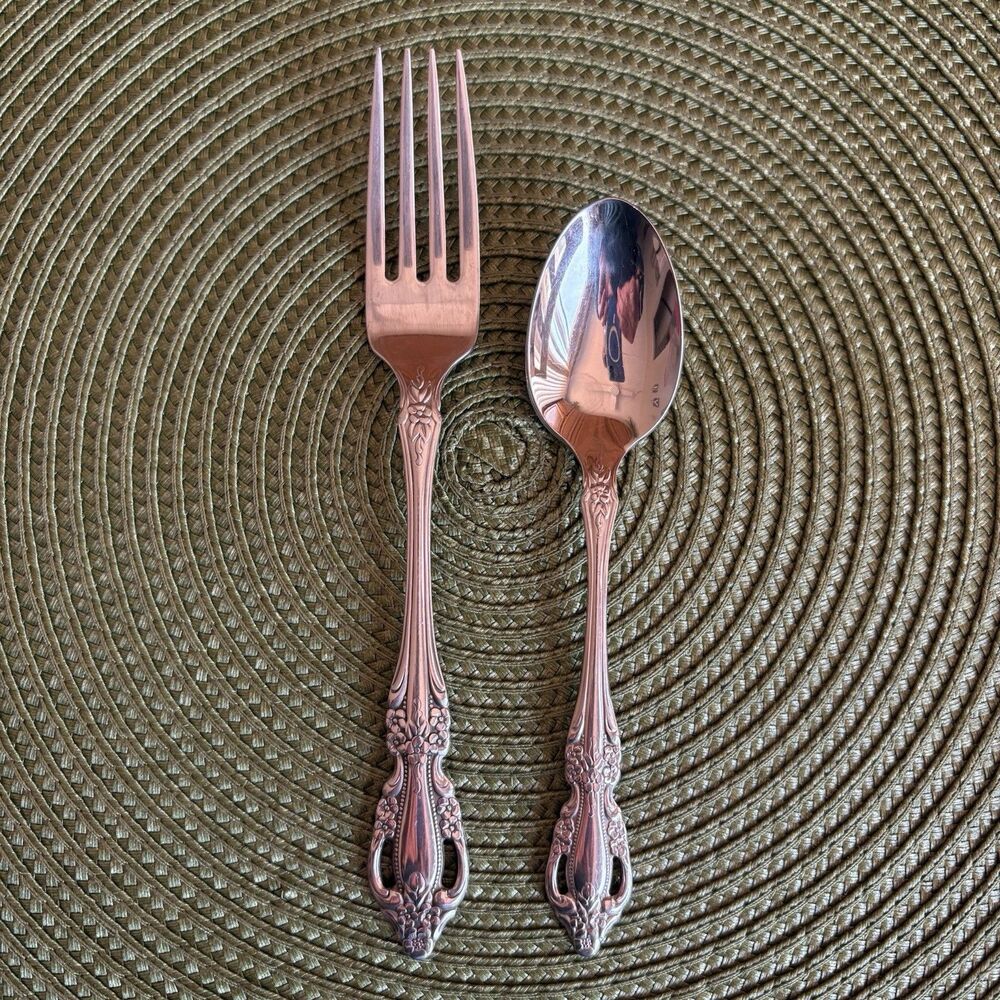Fork & Spoon Set Oneida Raphael Distinction Deluxe Pattern Stainless Flatware
